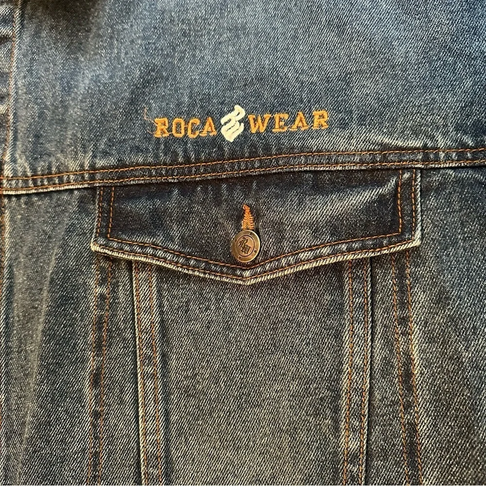 Vintage Y2K Rocawear Jacket Mens XXL Blue Denim RW Logo Trucker Jean hip hop